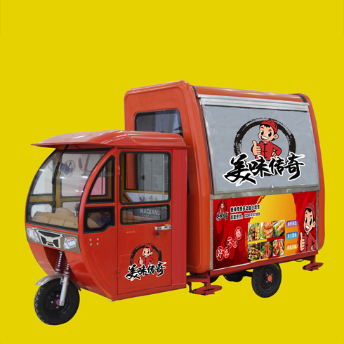 美味傳奇小吃車-紅色三輪餐車